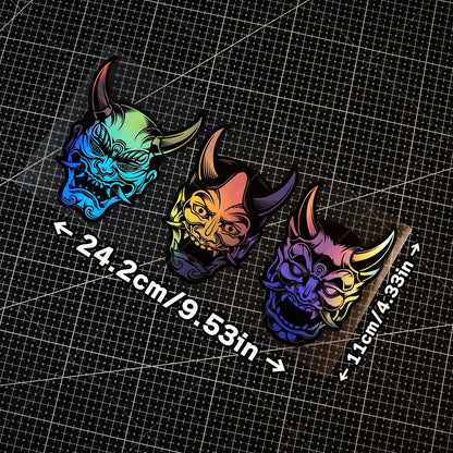 3 PCS Prajna Mask Laser Engraved Premium Vinyl Stickers