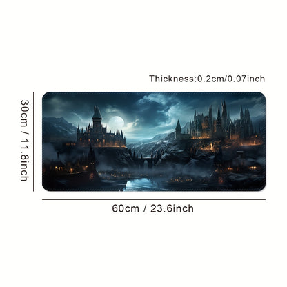 Castle Night XXL Gaming Mouse Pad – Non-Slip Washable Desk Mat with Precision Edge Stitching