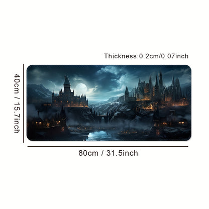 Castle Night XXL Gaming Mouse Pad – Non-Slip Washable Desk Mat with Precision Edge Stitching
